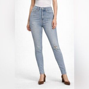 GAP True Skinny High Rise Stretch Distressed Jeans Light Blue Size 6